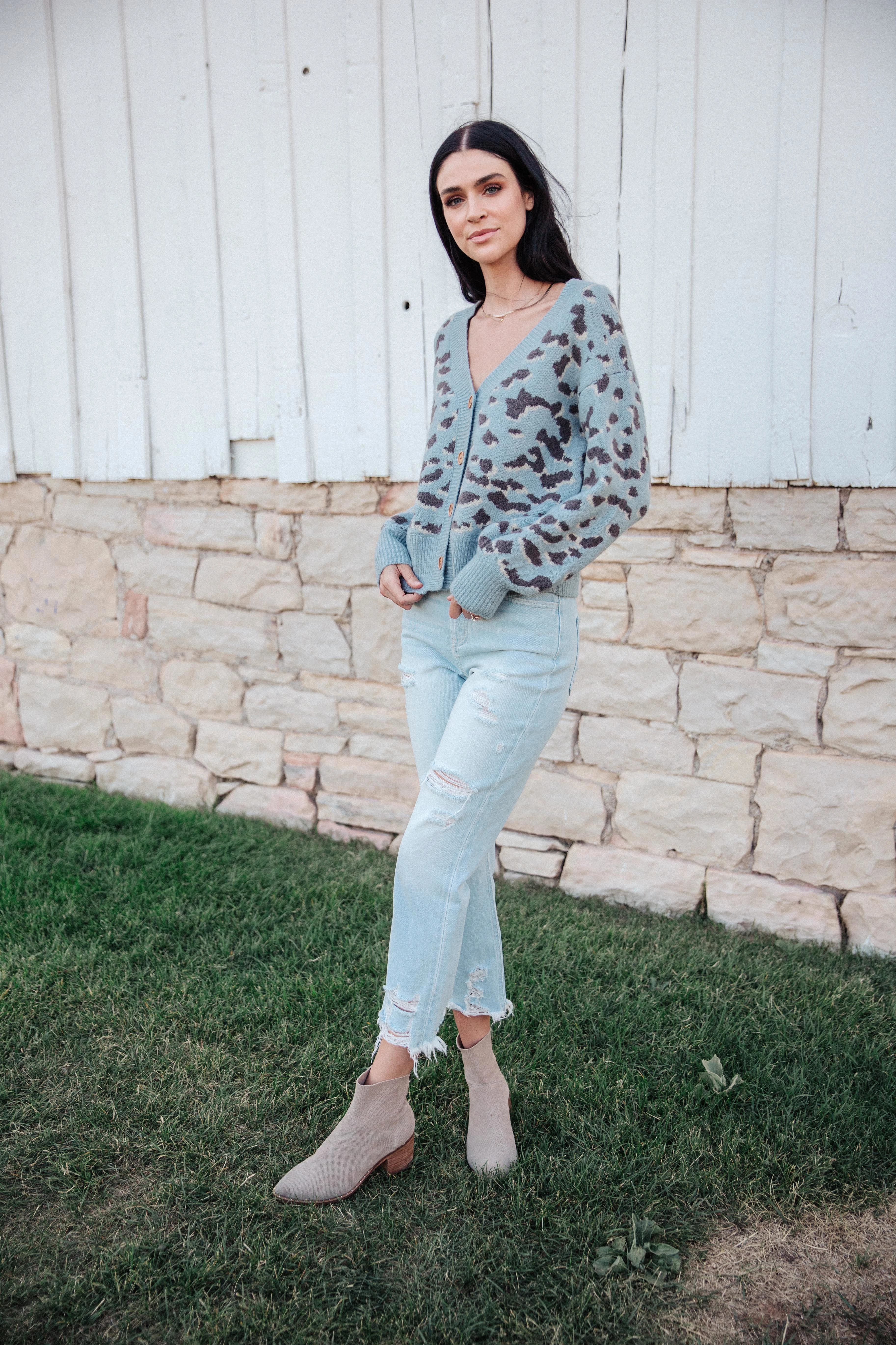 Leopard Button Front Cardigan