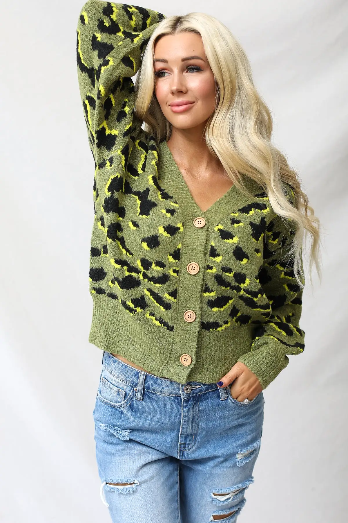 Leopard Button Front Cardigan