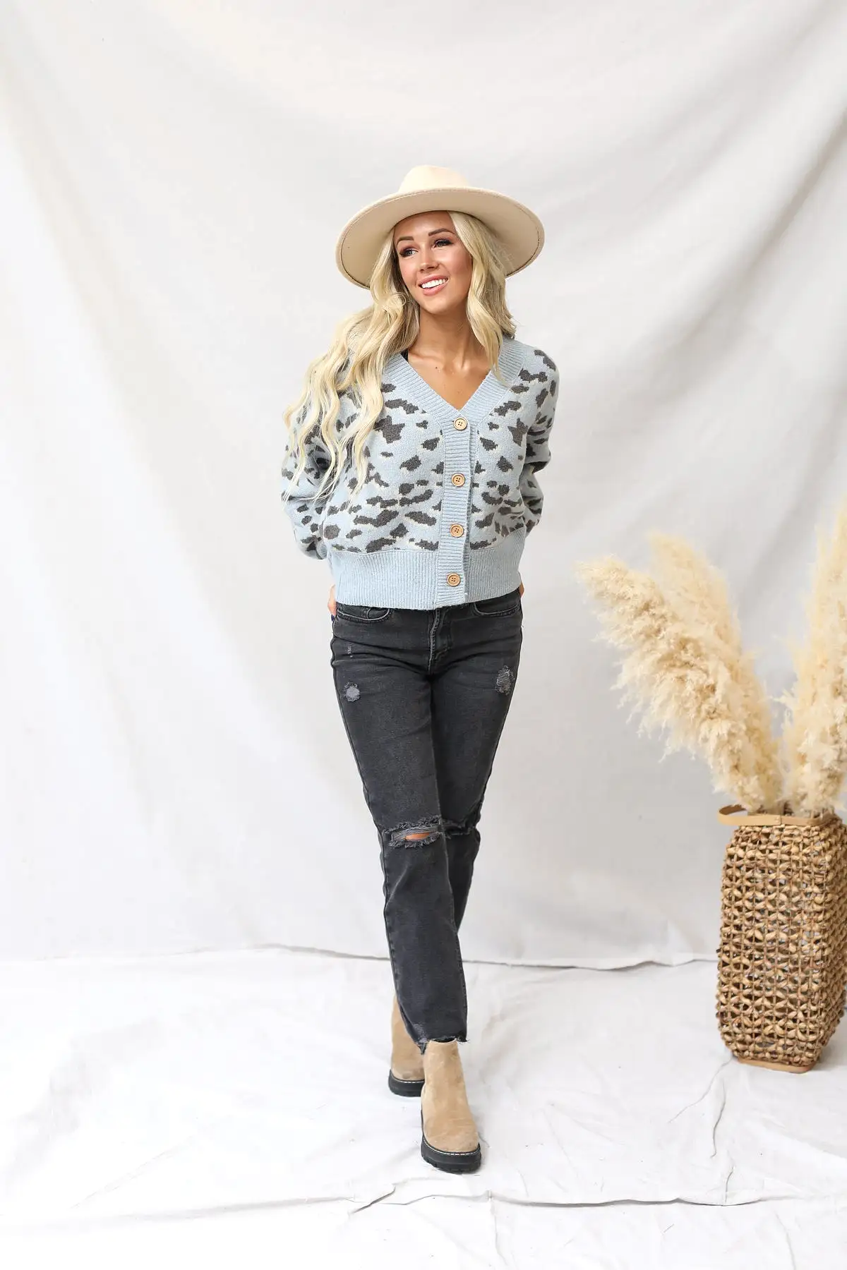 Leopard Button Front Cardigan