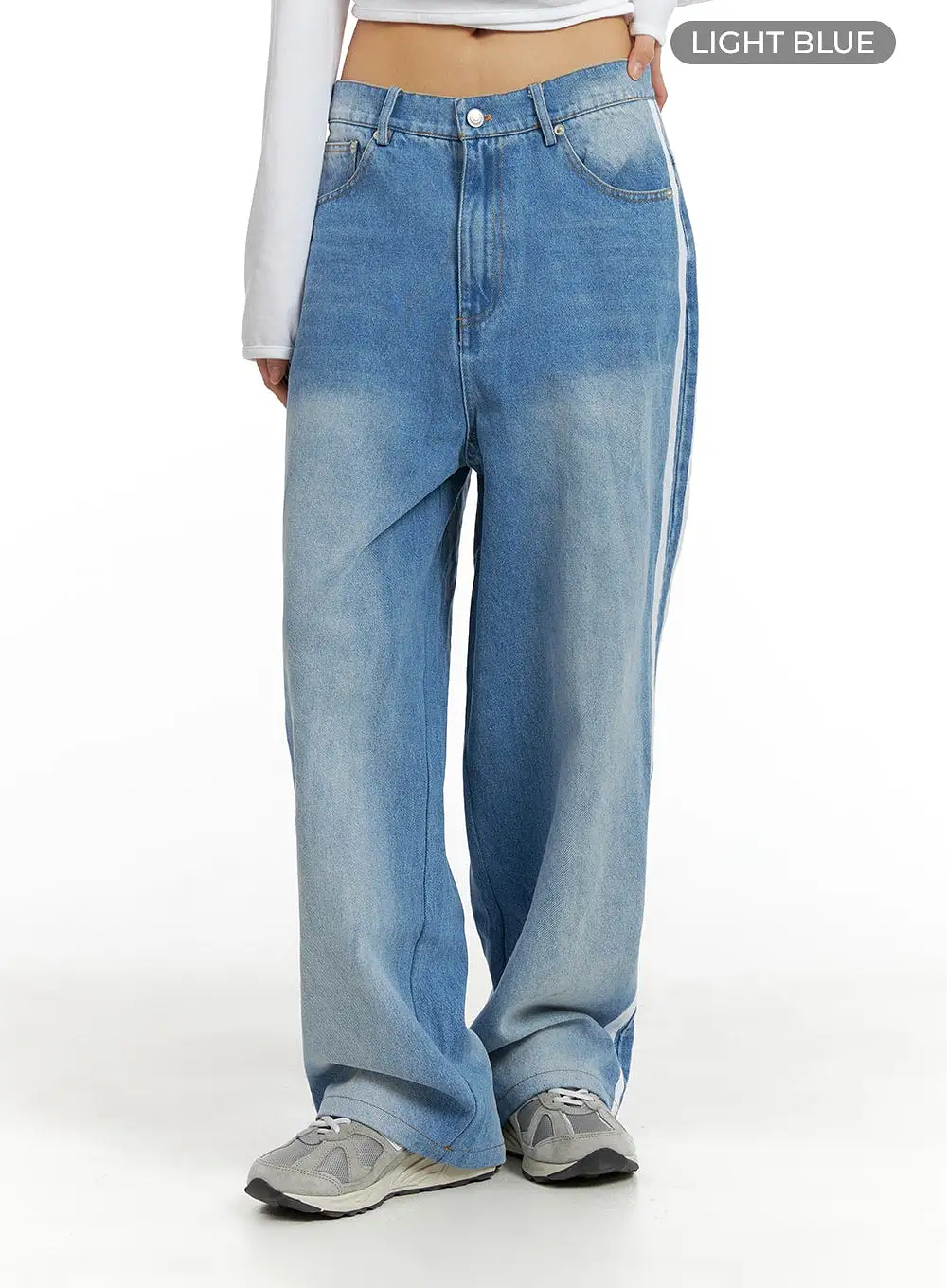 Low Waist Striped Baggy Jeans (UNISEX) CM407