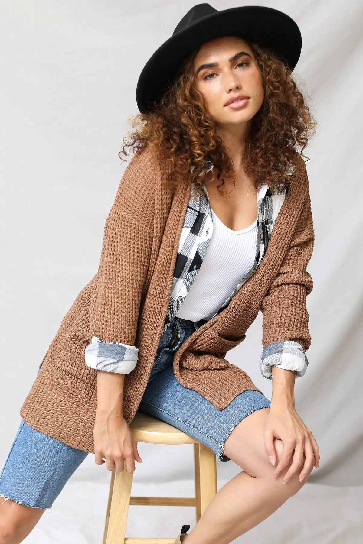 Luxe Waffle Open Cardigan