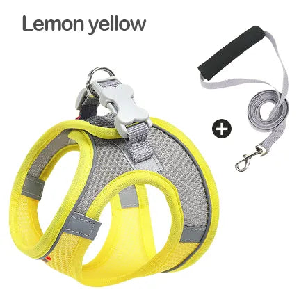 MADDEN Dog Cat Harness Vest Chest Rope Set Reflective Breathable Adjustable Pet Harness for Small Medium Dogs Outdoor Walking