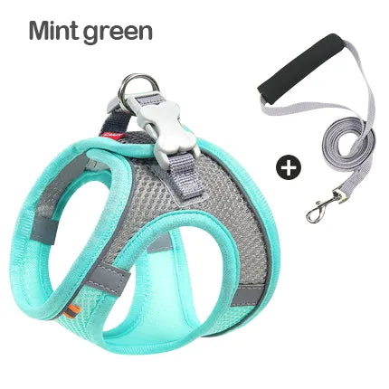 MADDEN Dog Cat Harness Vest Chest Rope Set Reflective Breathable Adjustable Pet Harness for Small Medium Dogs Outdoor Walking