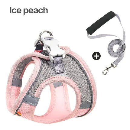 MADDEN Dog Cat Harness Vest Chest Rope Set Reflective Breathable Adjustable Pet Harness for Small Medium Dogs Outdoor Walking