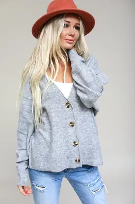 Melange Button Down Cardigan