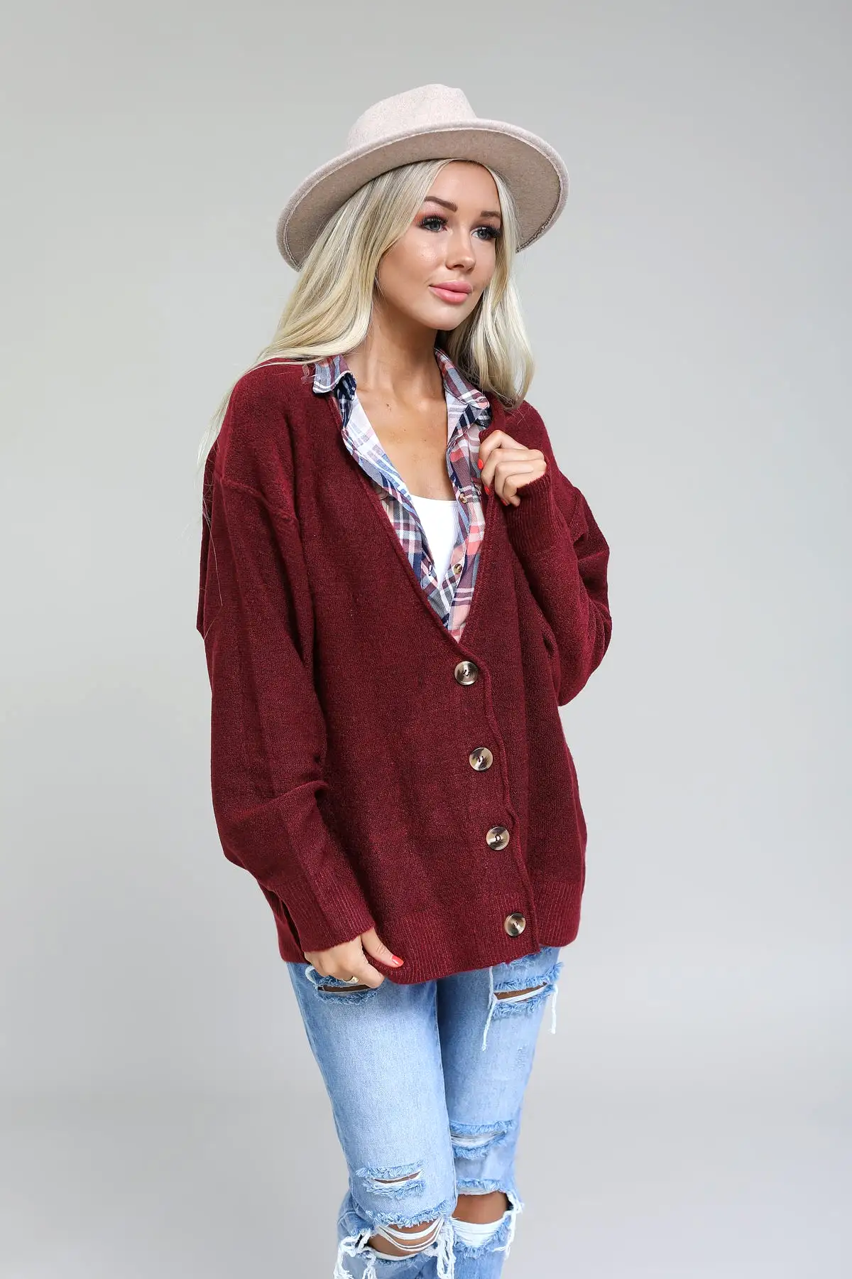 Melange Button Down Cardigan