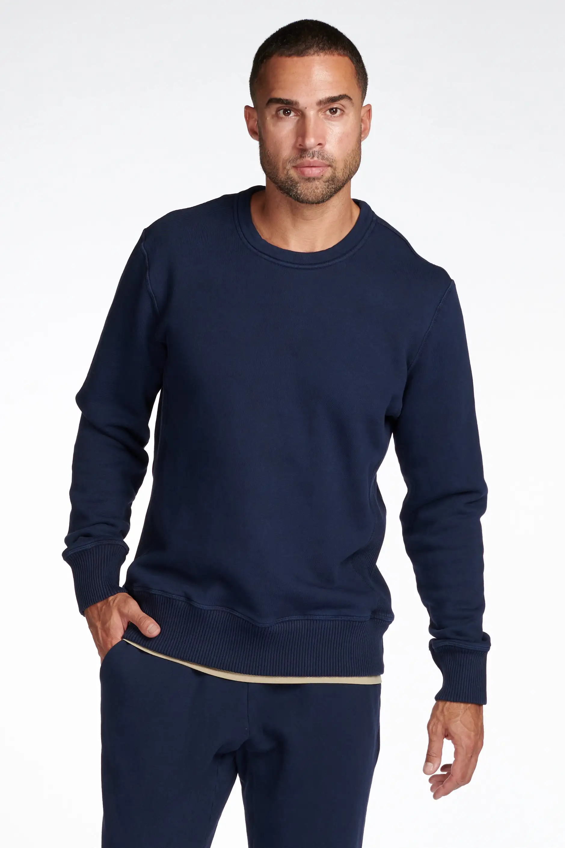 Men's Briggs Velour Back French Terry Crew Neck Sweatshirt