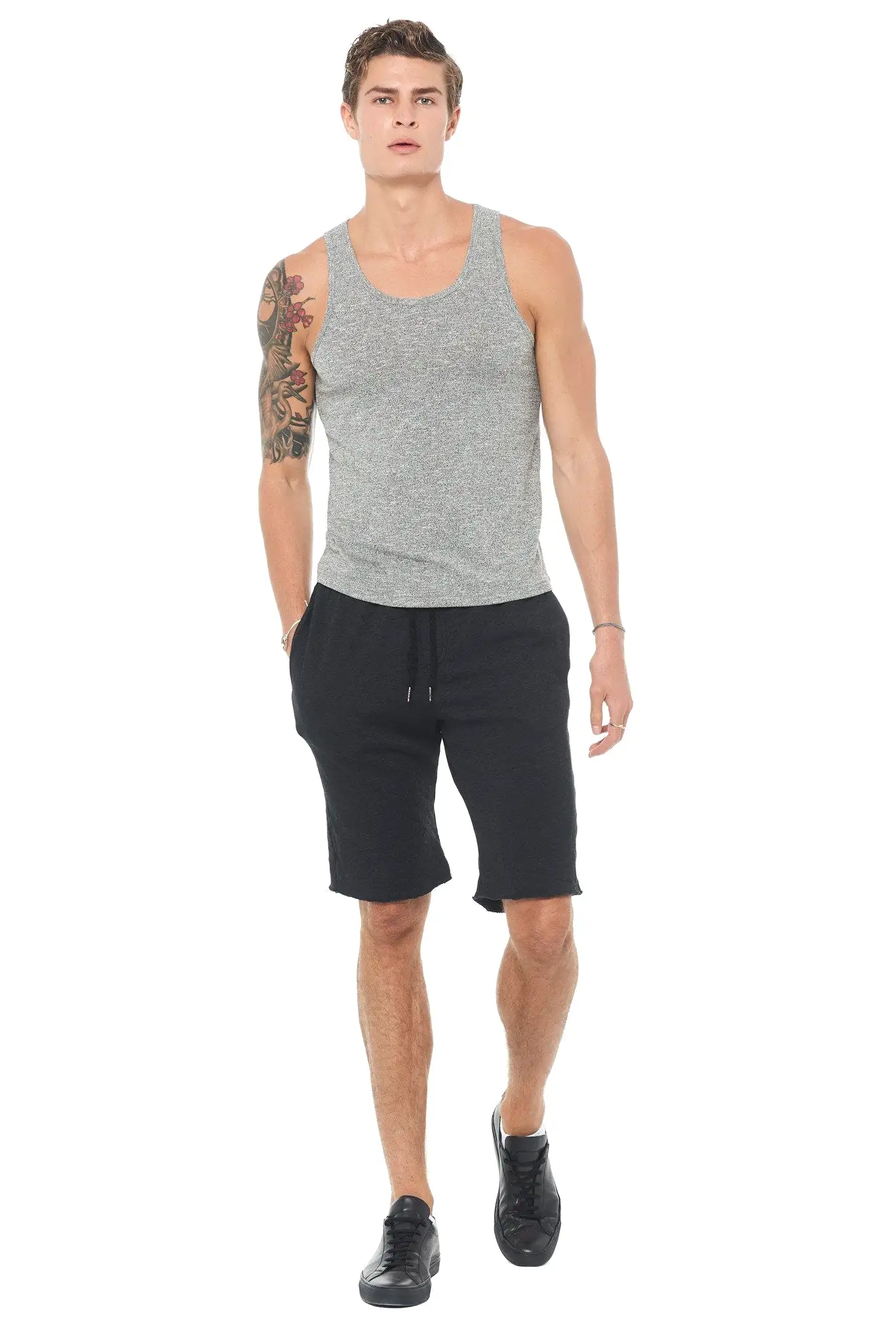 Men's French Terry Cut Off Short with Adjustable Draw Chord