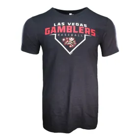 Men's Las Vegas Gamblers Bella + Canvas Theme Night Collection Gamblers Baseball Plate Heather Black Tri-Blend Short Sleeve T-Sh