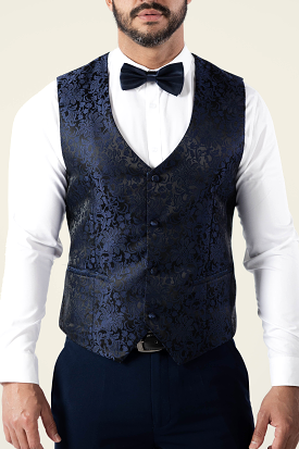 Men's Navy Embroidery Vest