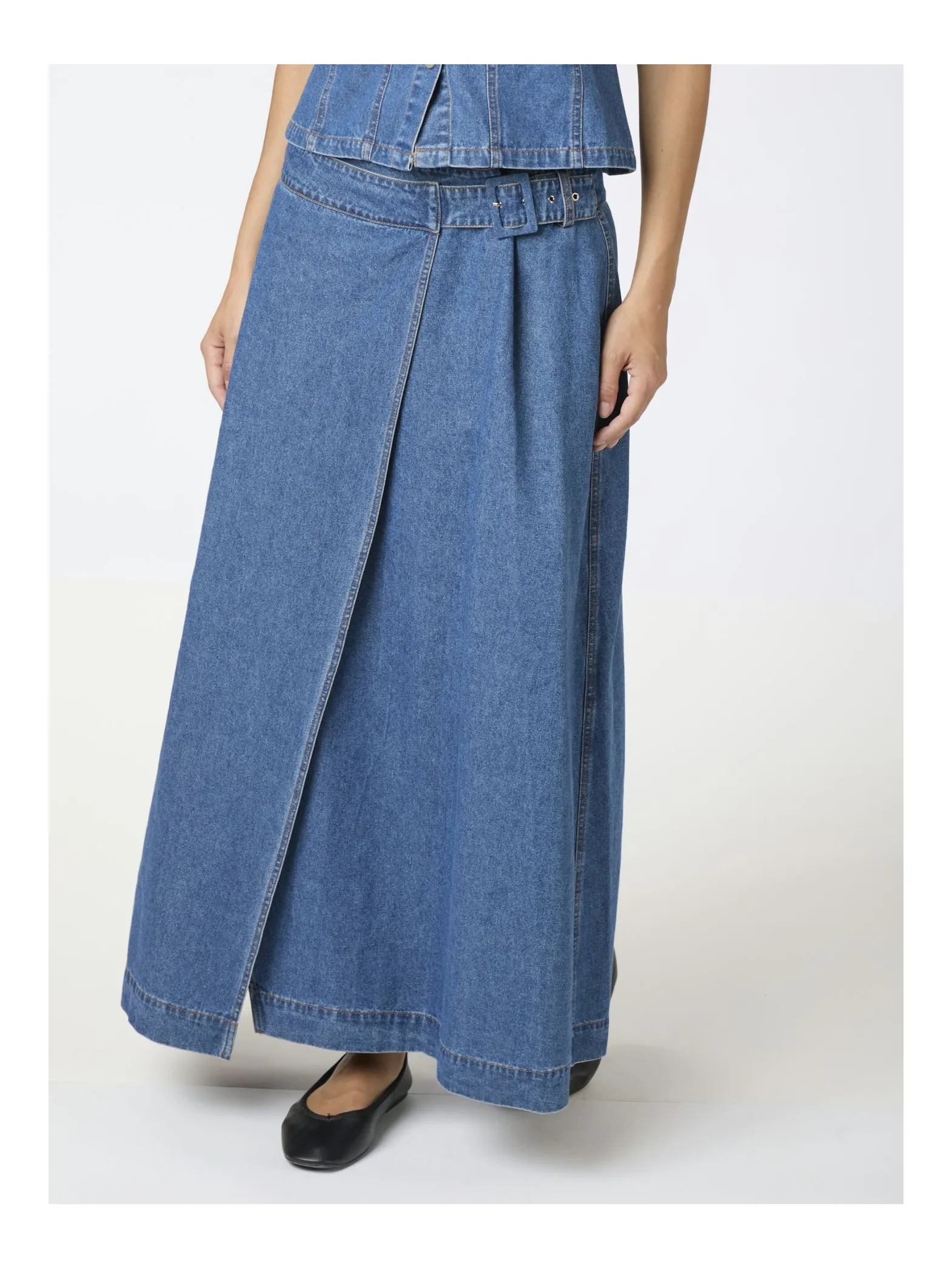 NEO NOIR SKIRT NINA WRAP DENIM BLUE