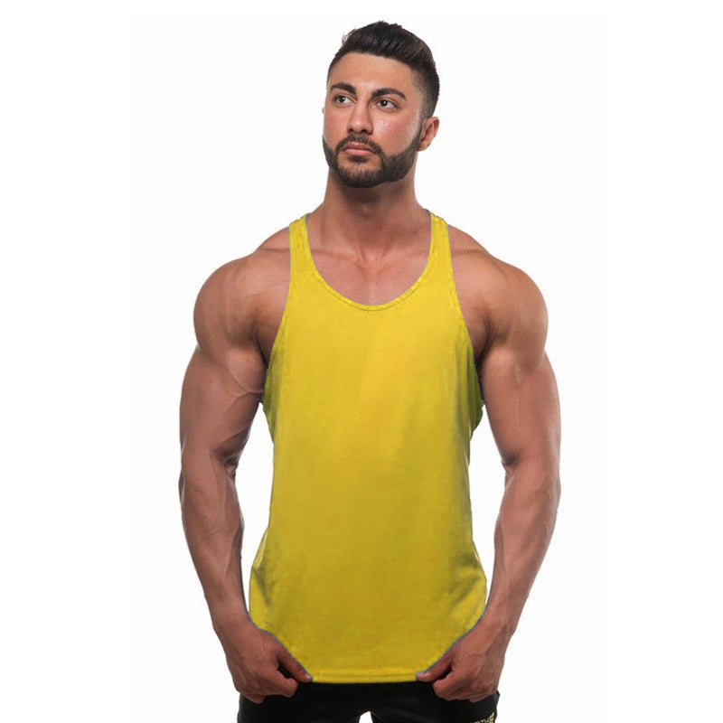 New men's base solid color fitness sports cotton vest