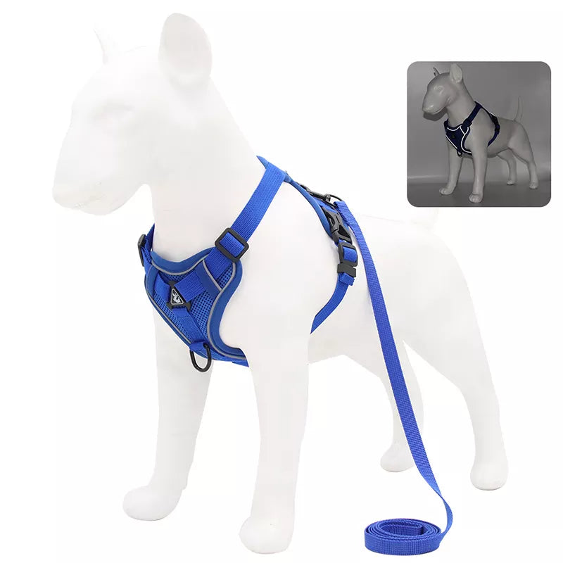 No Pull Dog Harness and Leash Set Adjustable Pet Harness Vest For Small Dogs Cats Reflective Mesh Dog Chest Strap French Bulldog