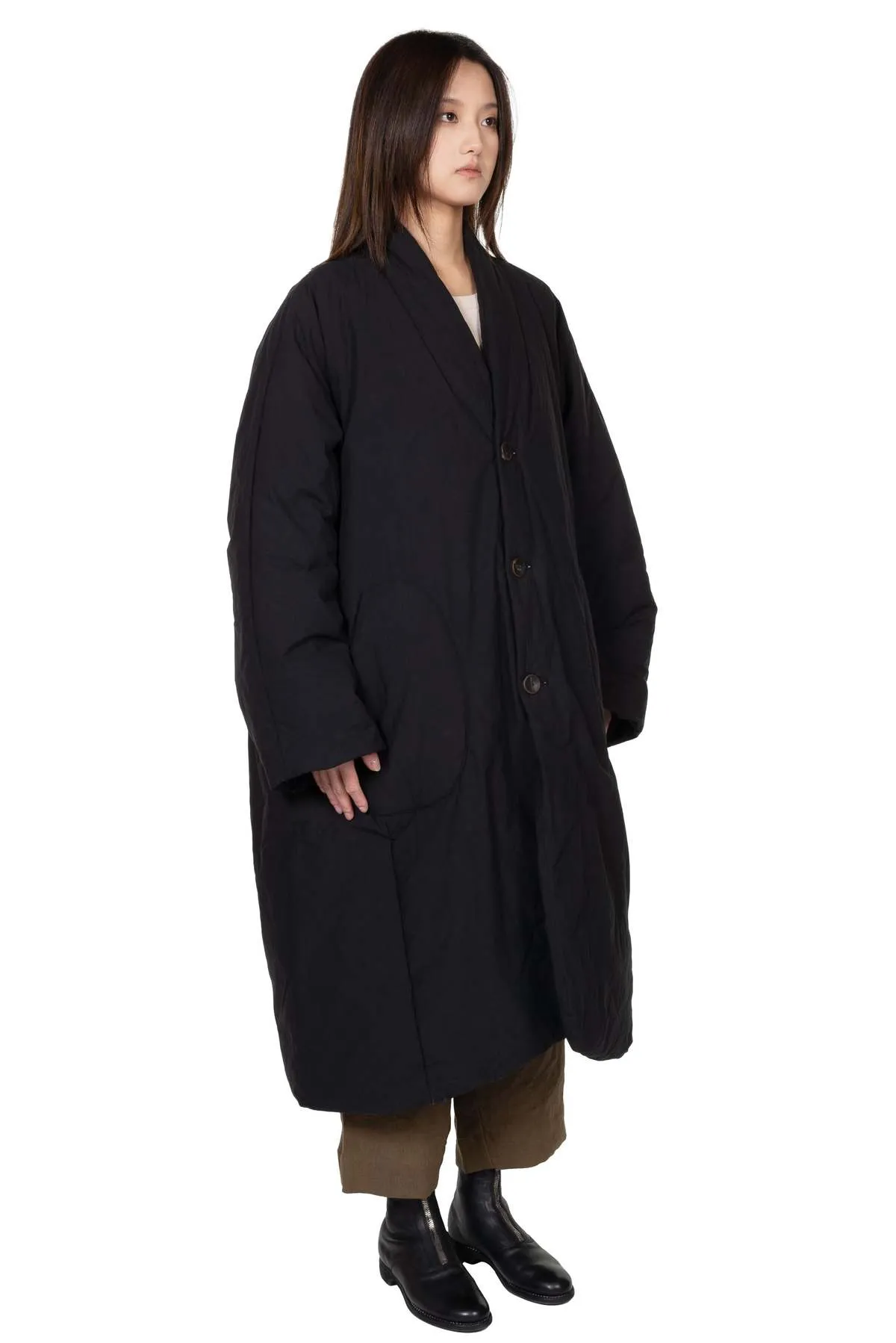 Padded Long Coat - Black 