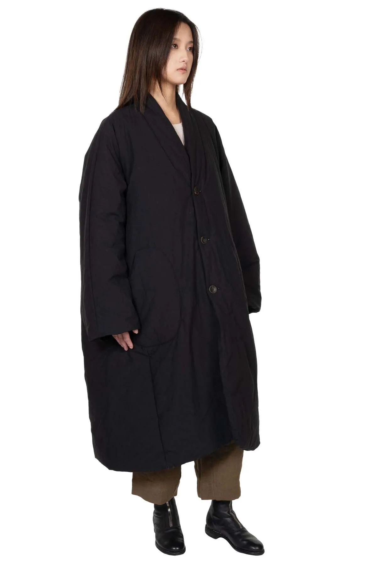 Padded Long Coat - Black 