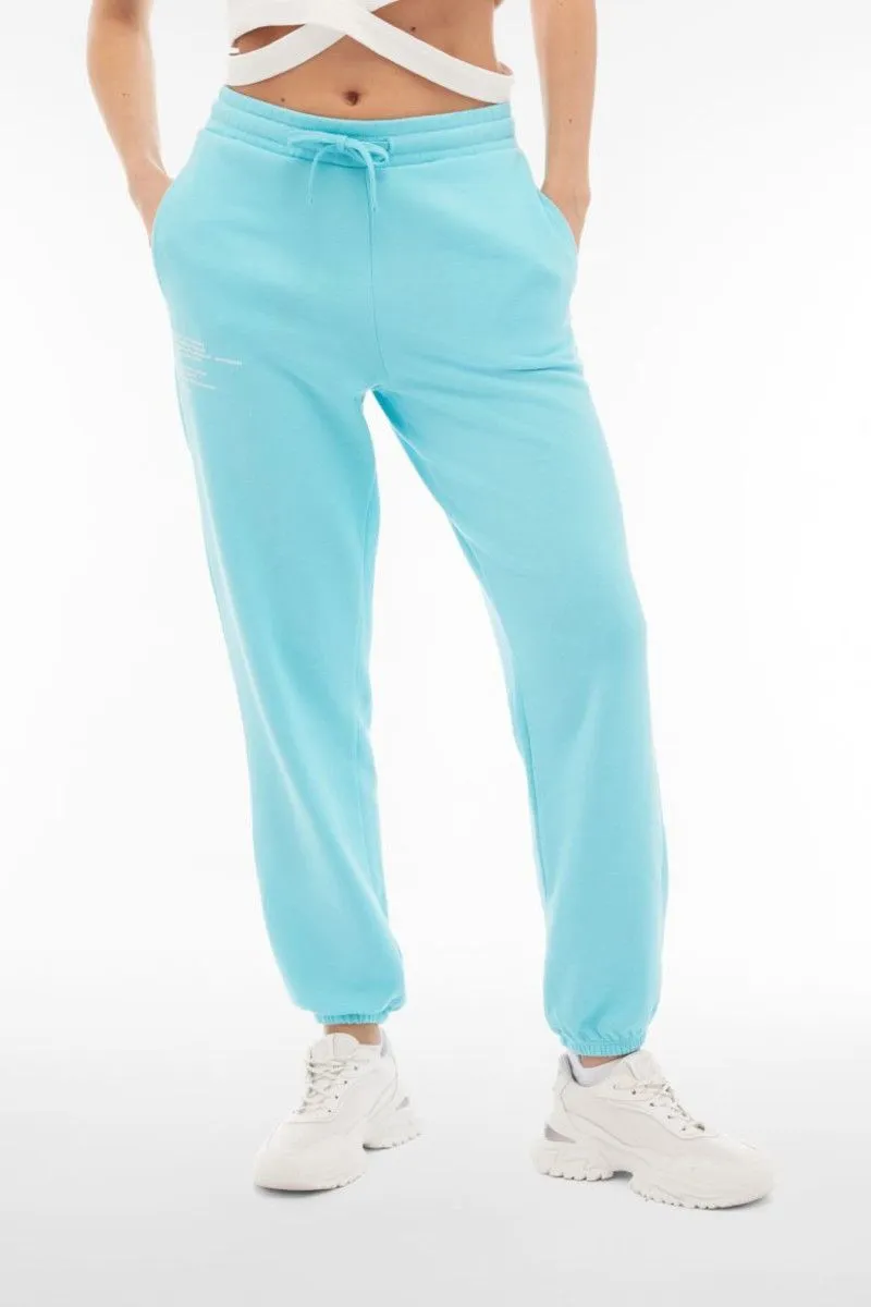 Pantaloni in french terry con stampa sul fianco donna Azzurro