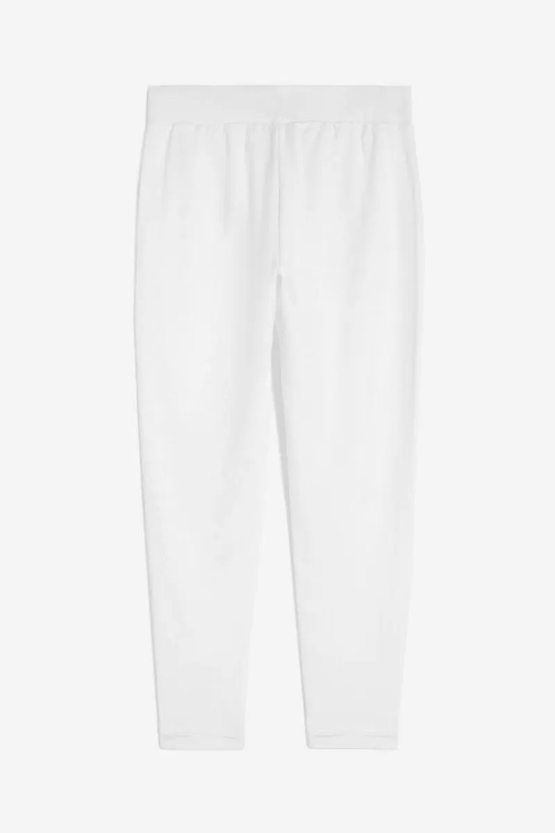 Pantaloni in french terry modal 7/8 con risvolto sul fondo donna Bianco