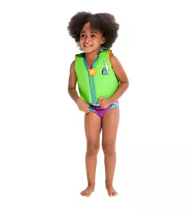 Printed Float Vest Swim Confidence for Tot's - Green & Blue