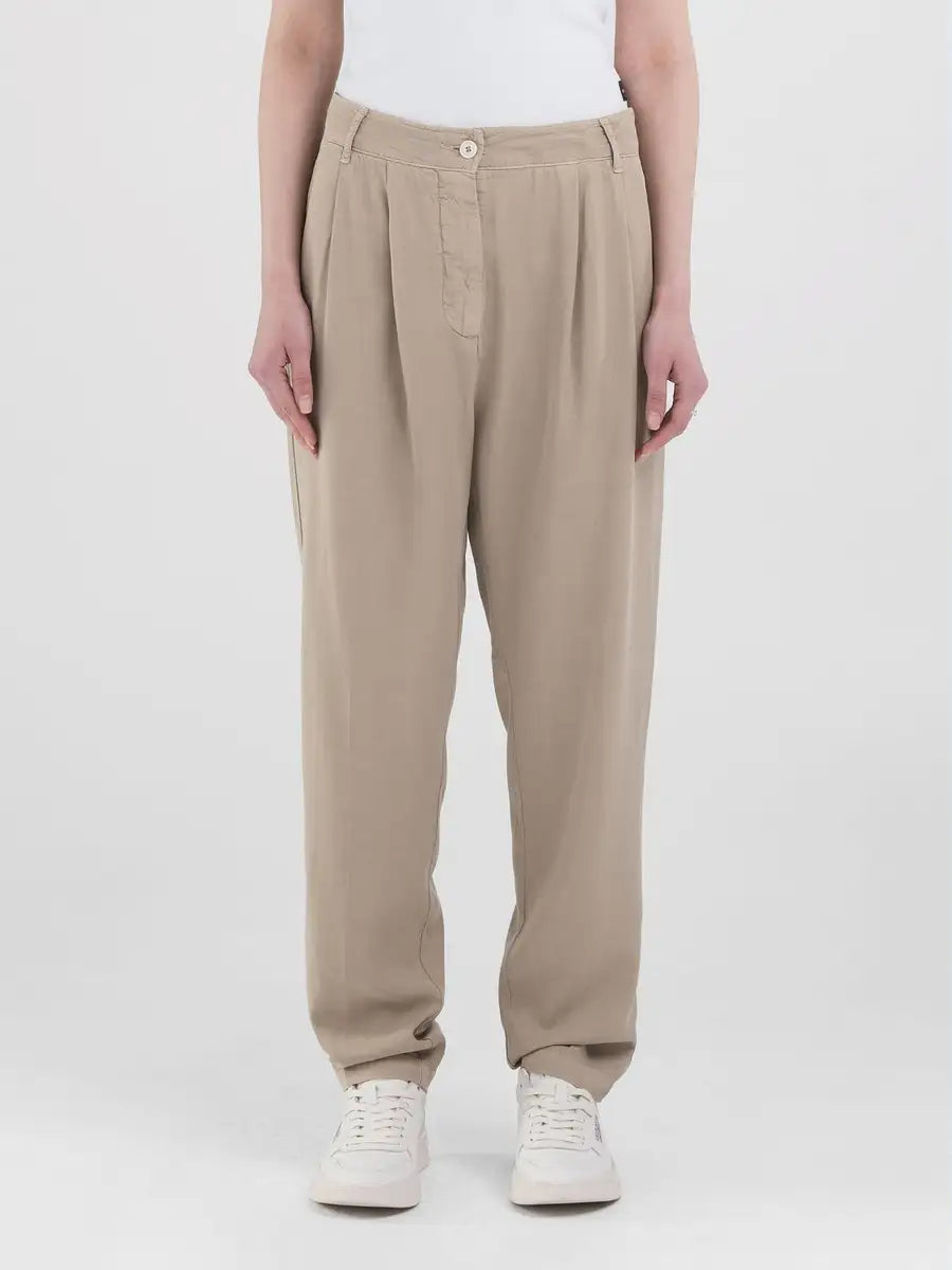 Replay PE24 Pantalone Carrot Fit con Pinces Sahara Woman