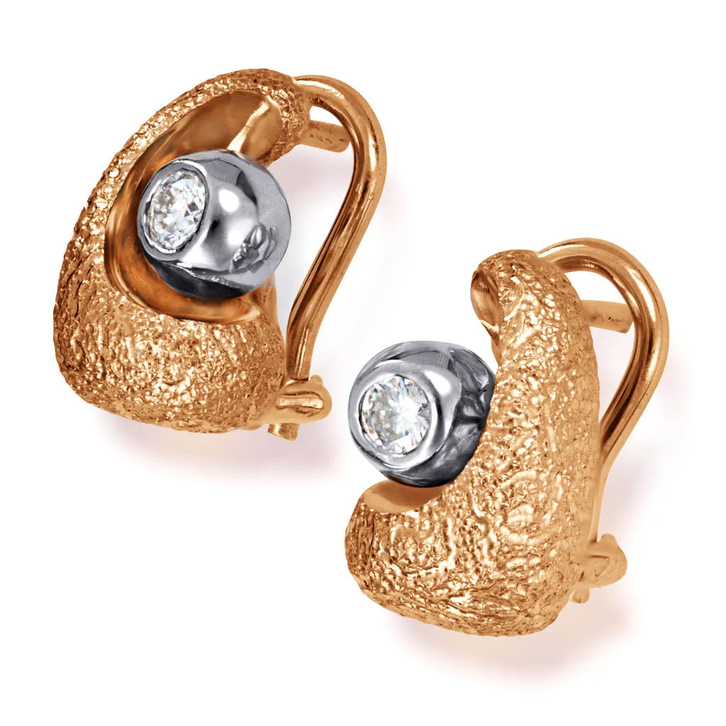 Rose Gold Modern Art Earrings with Diamonds