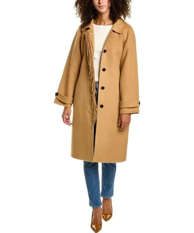 Sandro Fringe Wool Coat