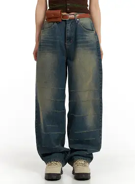 Scratch Textured Baggy Jeans CM405