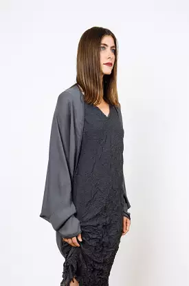 Sheer Silk Cocoon Cardigan Wrap | Pewter