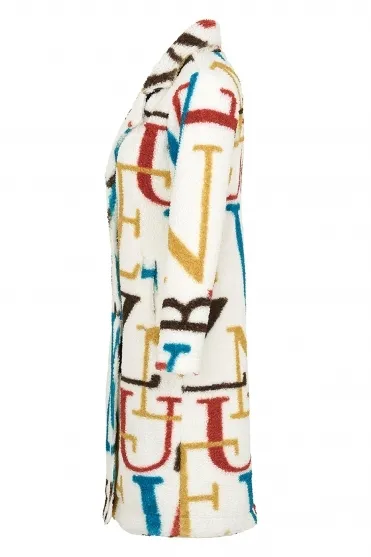 Sherpa Fleece Alphabet Print Coat - Multi - 73880