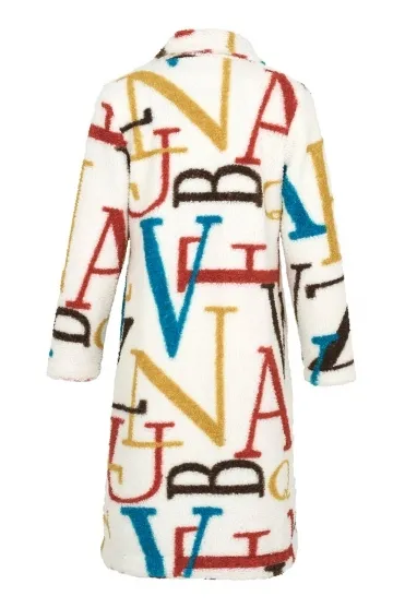 Sherpa Fleece Alphabet Print Coat - Multi - 73880