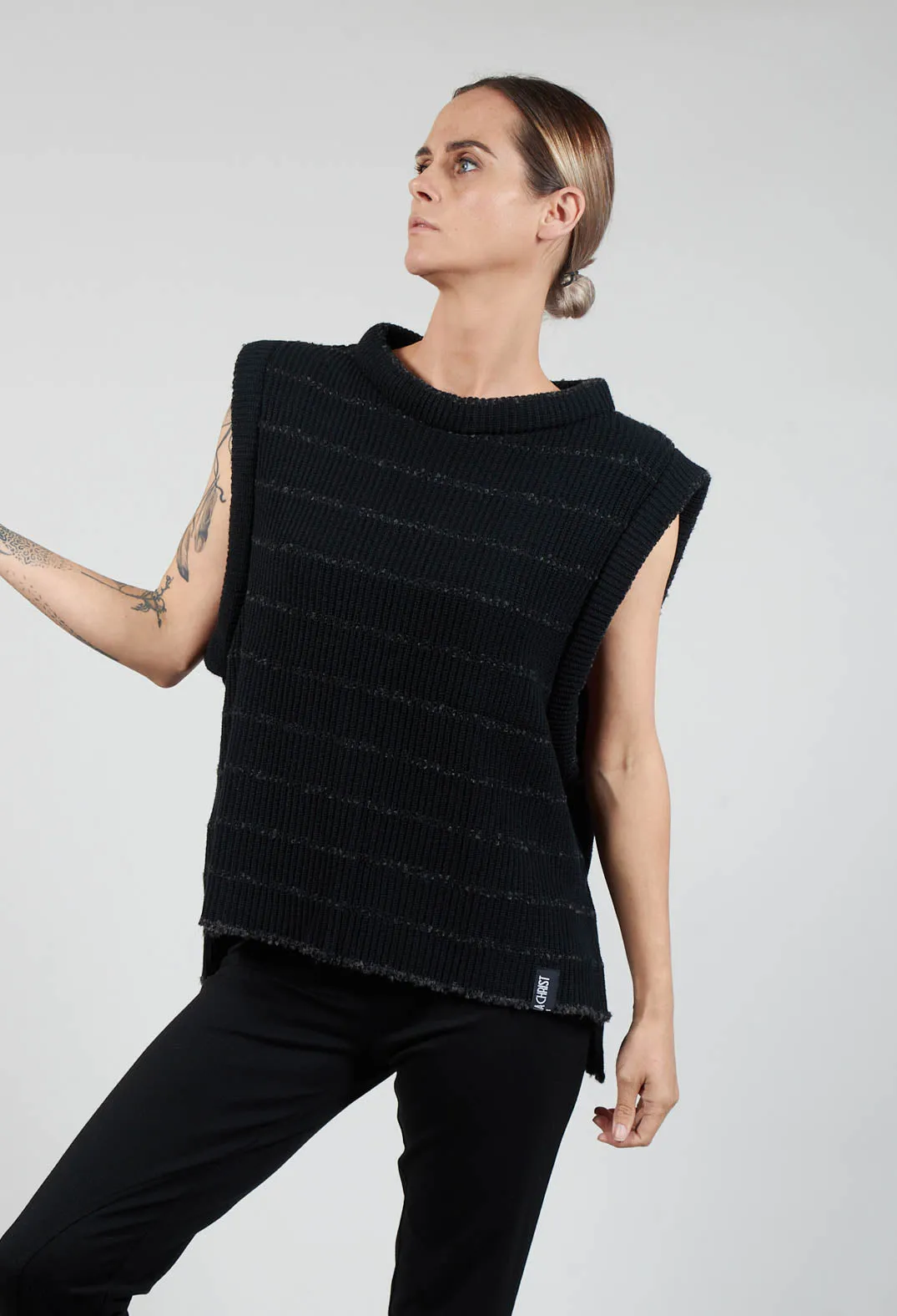 Slipover Vest Jumper in Black and Anthra