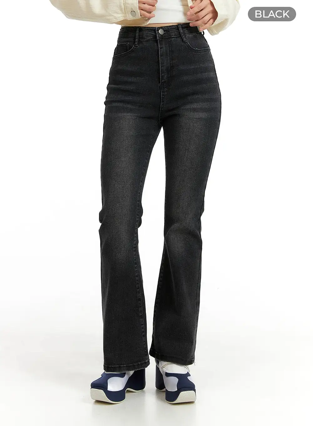 Solid Flared Jeans OM411