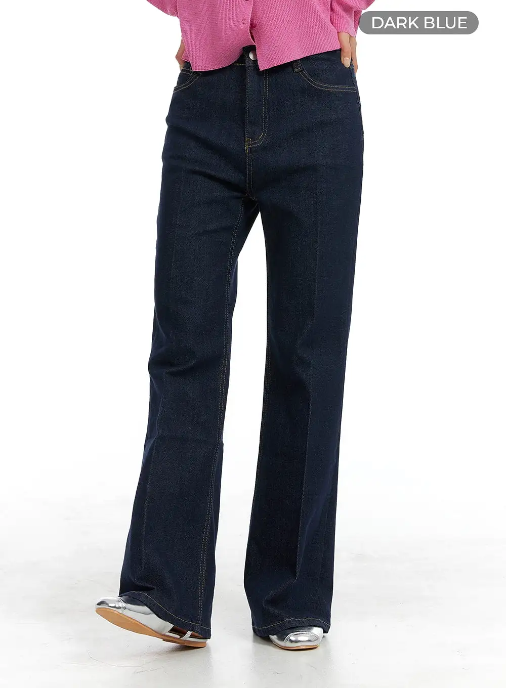 Solid Semi-Flared Jeans OM419