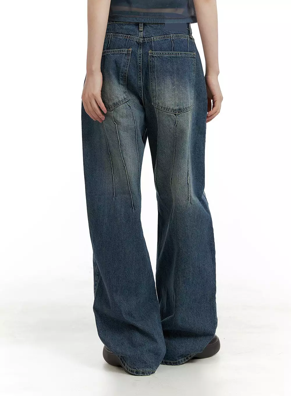 Stitched Detail Slim Fit Baggy Jeans CA412