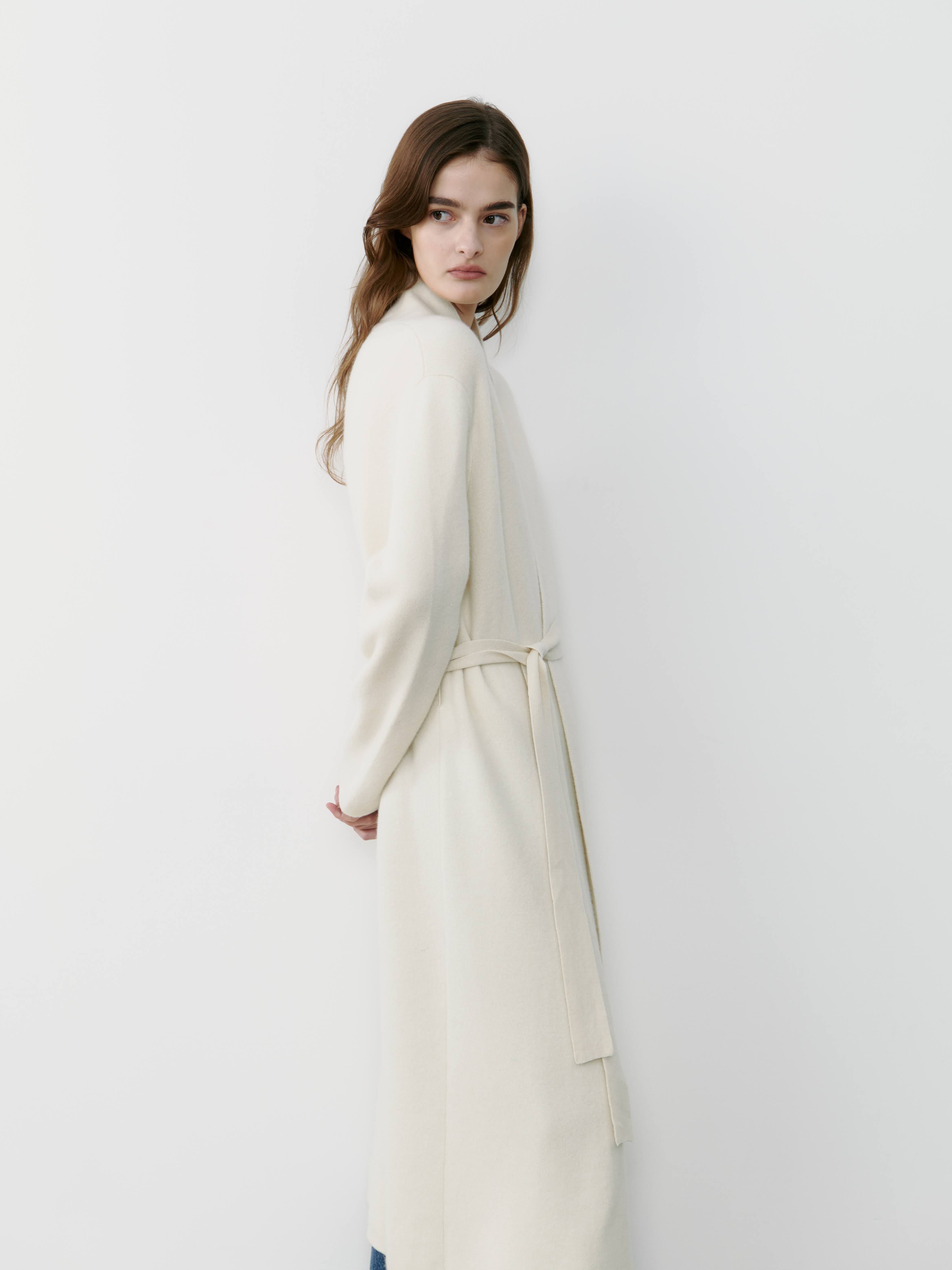 THE LONG CASHMERE CARDIGAN - ECO WHITE