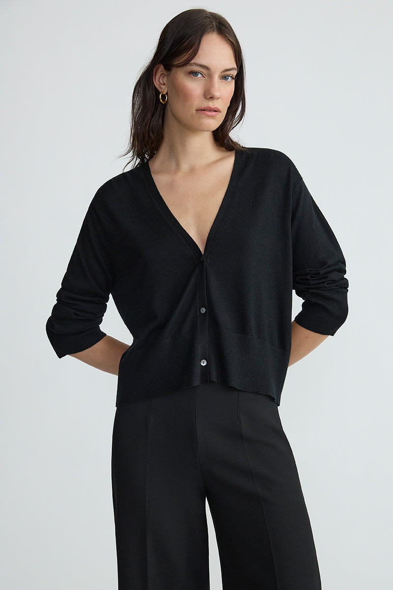 THE SILK CARDIGAN - BLACK