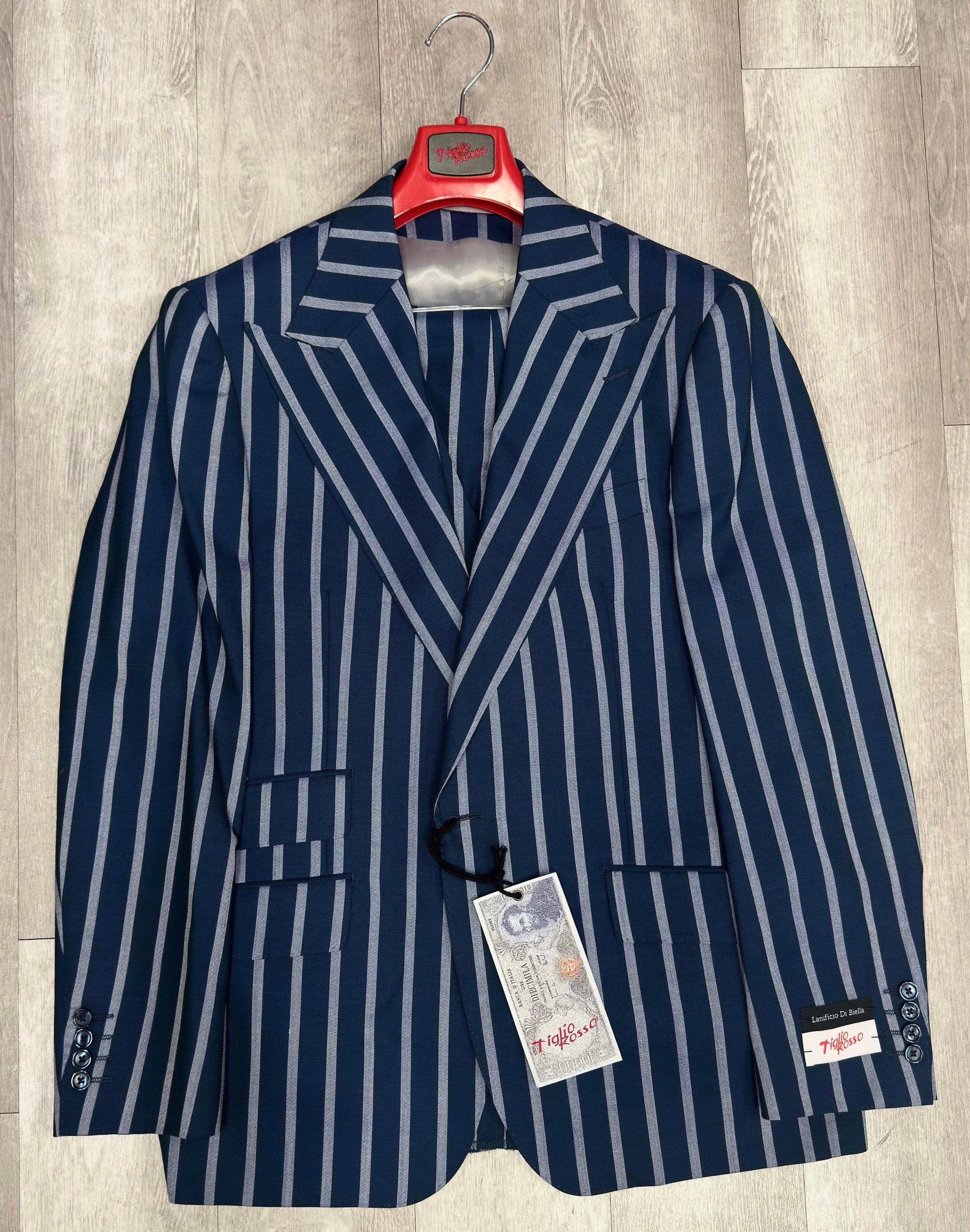 Tiglio Rosso Orvietto  Wool Suit/Vest TL4122 Blue/Grey Stripe