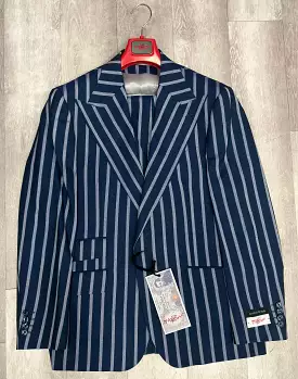 Tiglio Rosso Orvietto  Wool Suit/Vest TL4122 Blue/Grey Stripe