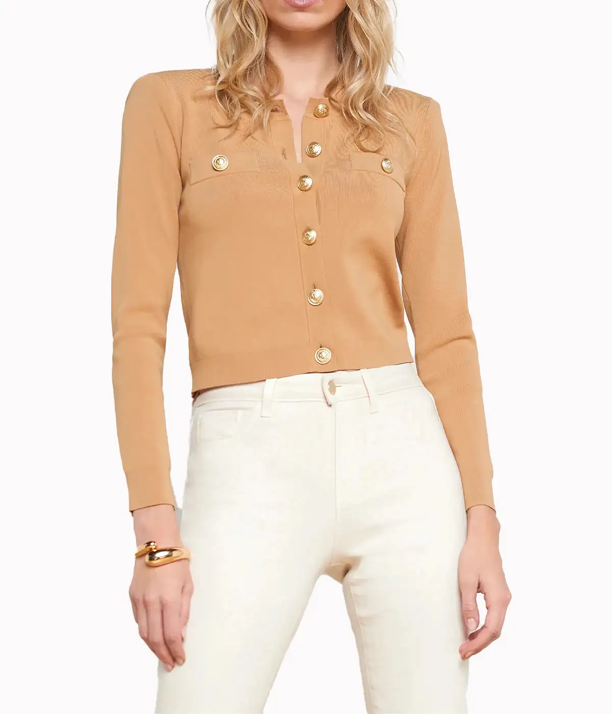 Toulouse Crop Cardigan in Soft Camel