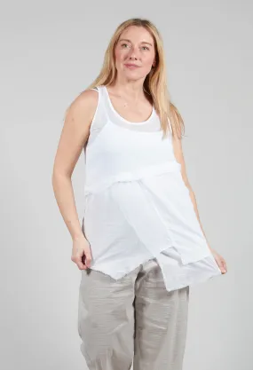 Vest Top with Raw Edges in White