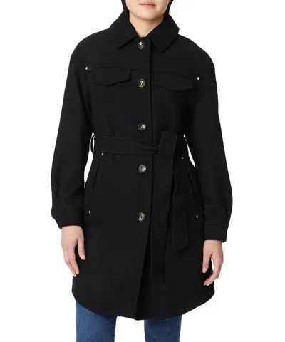 Vince Camuto Womens Belted Warm Wool Coat