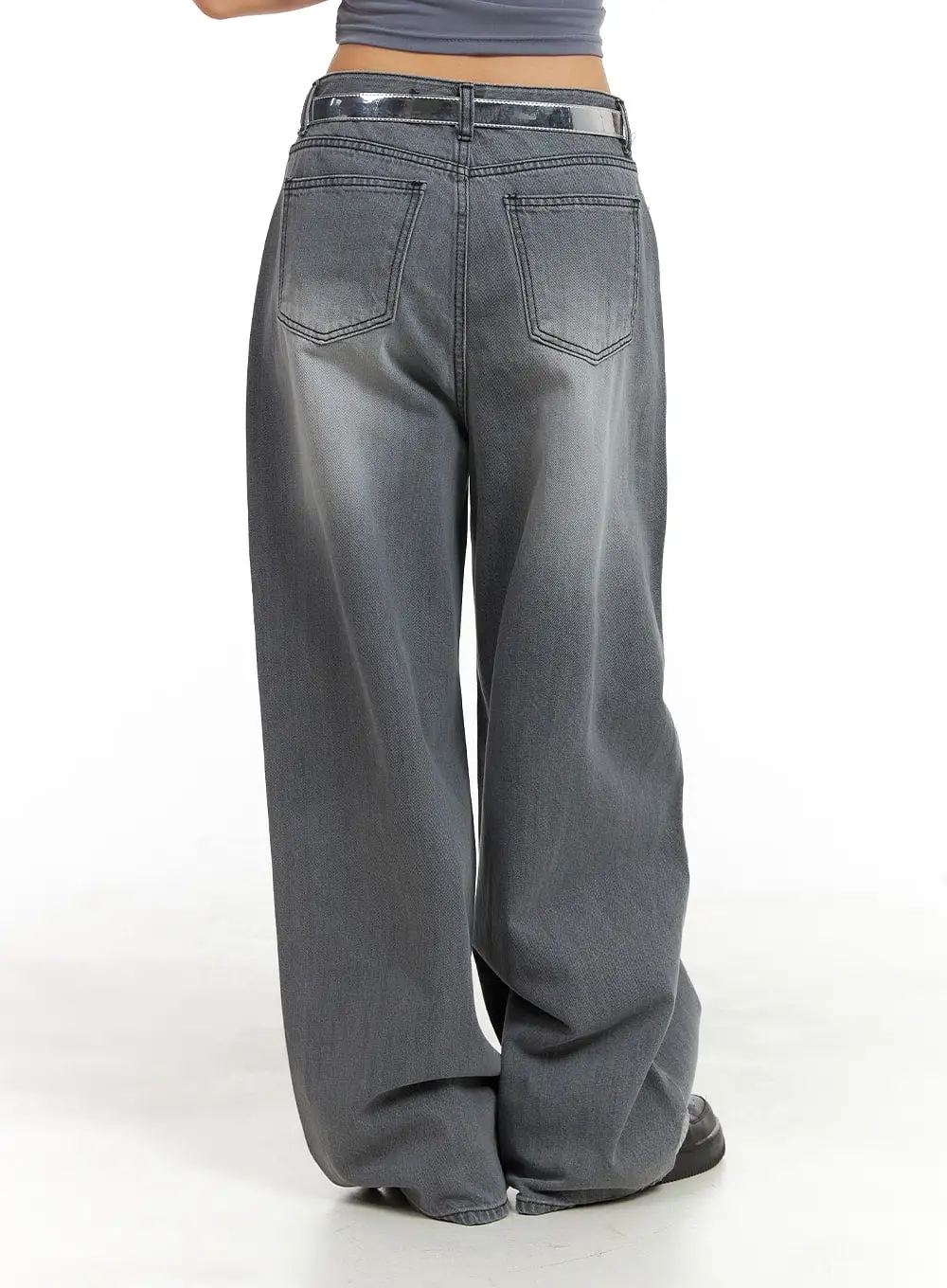 Washed Cotton Baggy Jeans CA416