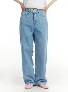 Washed Cotton Baggy Jeans OM406