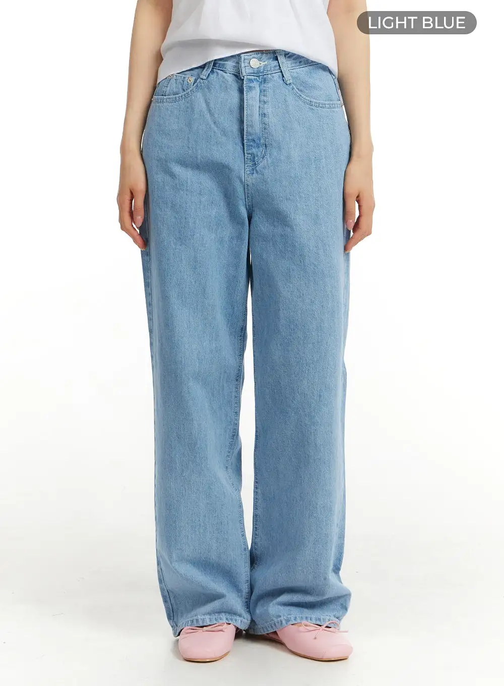 Washed Cotton Baggy Jeans OM406