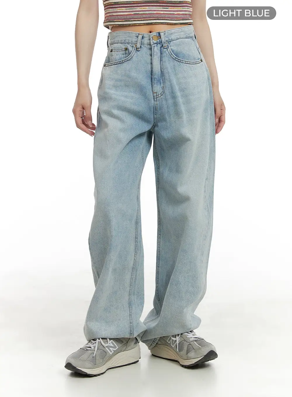 Washed Denim Wide Fit Straight Jeans CA408