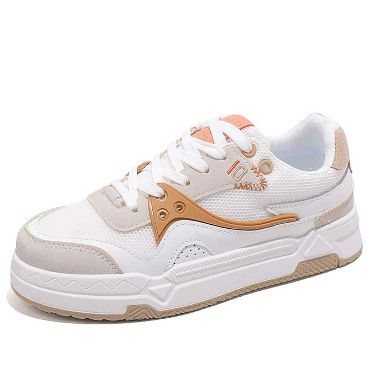 White khaki casual pattern shoe sneaker