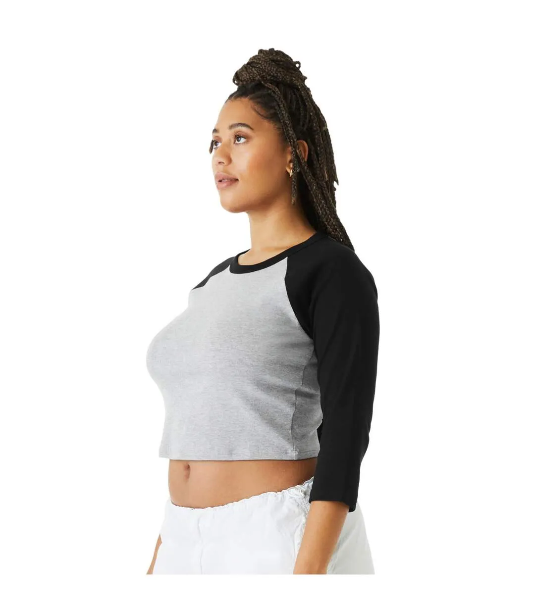 Womens/ladies contrast heather crop top athletic heather grey/black Bella + Canvas