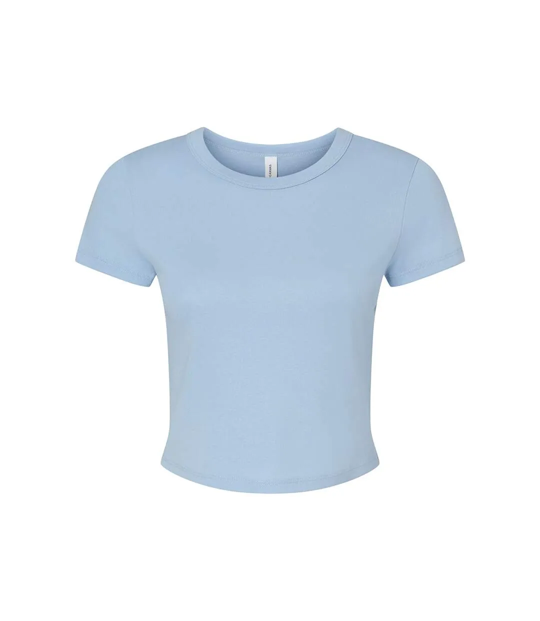 Womens/ladies micro-rib crop t-shirt solid baby blue Bella + Canvas