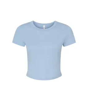 Womens/ladies micro-rib crop t-shirt solid baby blue Bella + Canvas