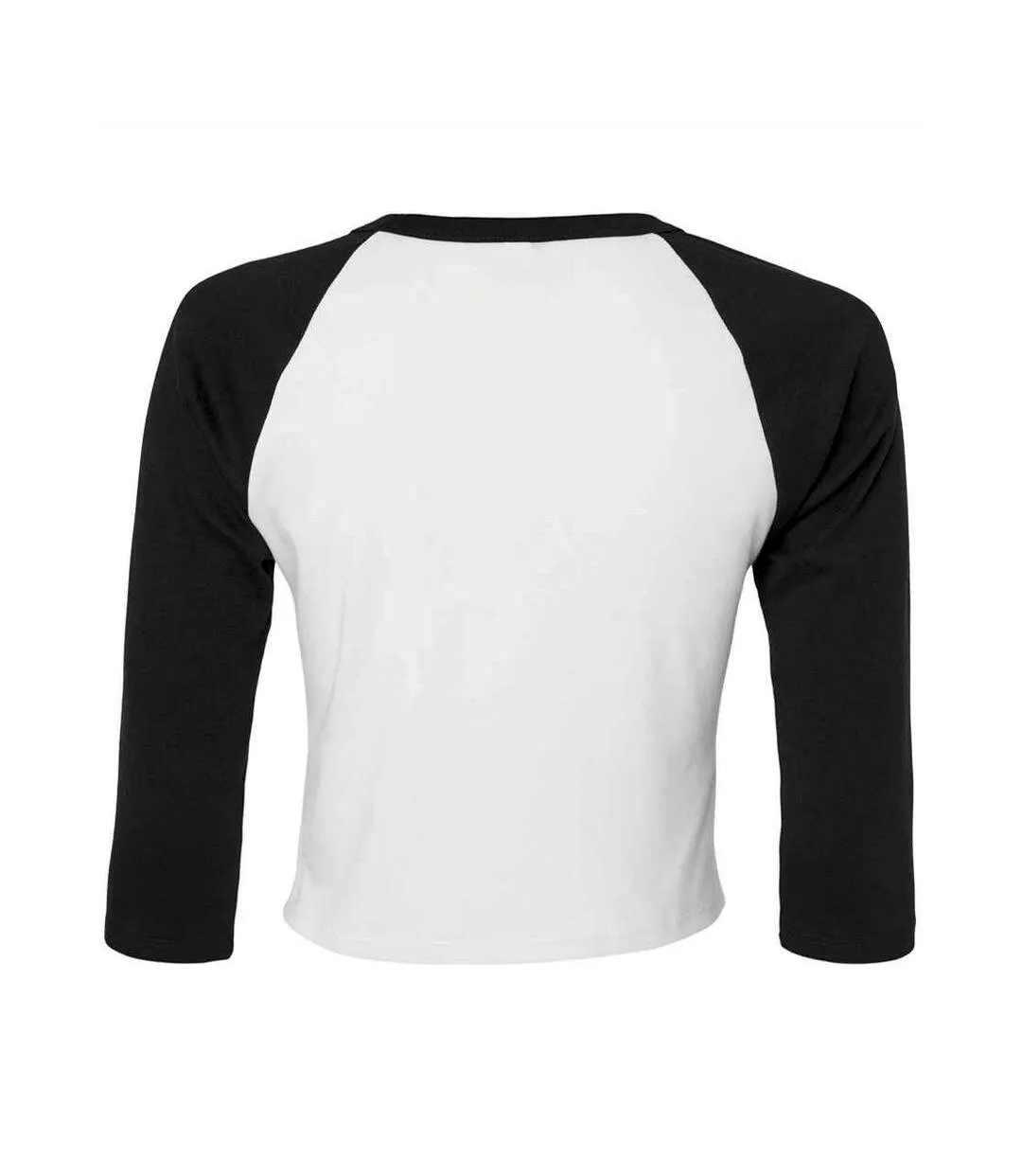 Womens/ladies raglan 3/4 sleeve crop t-shirt white/black Bella + Canvas