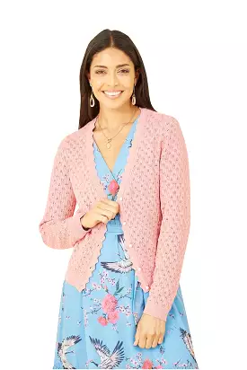 Yumi Blush Pointelle Stitch Cardigan